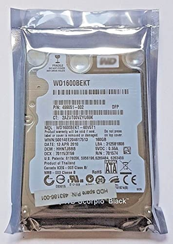 160 GB SATA WD1600BEKT-60V5T1 7200rpm 16MB 2,5 disco duro