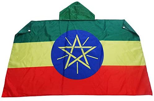 AZ FLAG - Bandiera Etiopia - 150 x 90 cm - Mantello Bandiera Etiope, 100% poliestere, con maniche integrate, body flag - 80 g