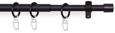 Stilgarnitur Schwarz (Basic) ausziehbar 120-220cm Vorhangstange Ø16mm Komplettstilgarnitur inkl. Befestigungsmaterial, für Gardinen und Vorhänge