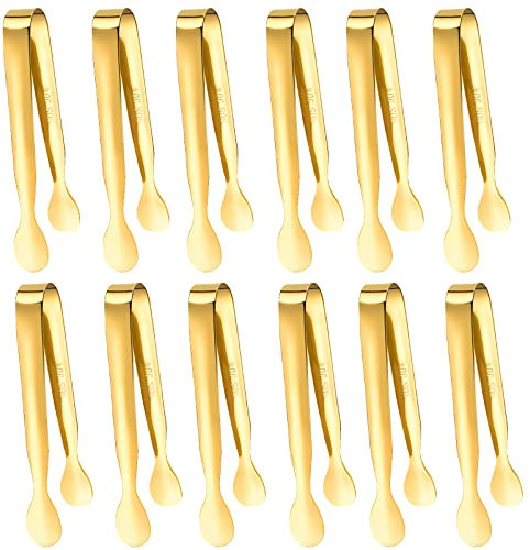Zangen Süßigkeiten, Victse 12 Stück Eiszange, Edelstahl Zuckerzange Eiswürfelzange Salatzange Gebäckzange, Mini Servierzange Zange Salat Zange für Candy Bar kleines Dessert Küchenbar Hochzeit Grill