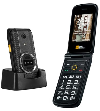 AGM M8 4G Rugged Flip Phone, Large Button Cell Phones for Seniors, Waterproof/Drop-Proof, SOS Side Key, Hearing Aid Compatible, Fast Dialing, 104dB Powerful Speaker, Big Keyboard, Dual SIM Cards