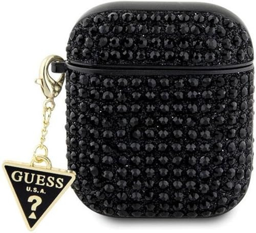 Guess GUA2HDGTPK - Custodia per AirPods 1/2, con strass, colore: Nero