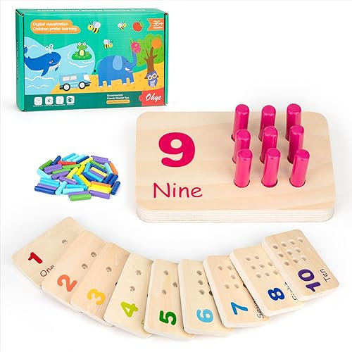 Wisplye Holz Mathematik Spielzeug, Montessori Sortier Stapelspielzeug Kinder ab 3 4 5 6 Jahre Holzspielzeug Mathe Zahlen Zählspiel Steckspiel, Motorikspielzeug Spiel Holzspielzeug