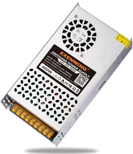 EXENWING Schaltnetzteil 24V 20A | 480Watt Netzteil Transformator Spannungswandler AC 220V/230V Trafo auf DC 24Volt für LED-Streifen,3D Drucker,und Industrielle Ausstattungng