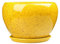 Pot de fleur simple de style chinois en céramique émaillée de fleurs jaunes, grand pot de plantes succulentes d'intérieur avec plateau, balcon extérieur, pot de fleurs respirant, pot d'orchidée
