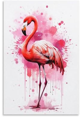 FOCCAR Aquarell Flamingo Wandkunst Leinwand Drucke Natur Schöne Vögel Bilder Bilder auf Leinwand Poster Wanddekoration für Heimdekorationen