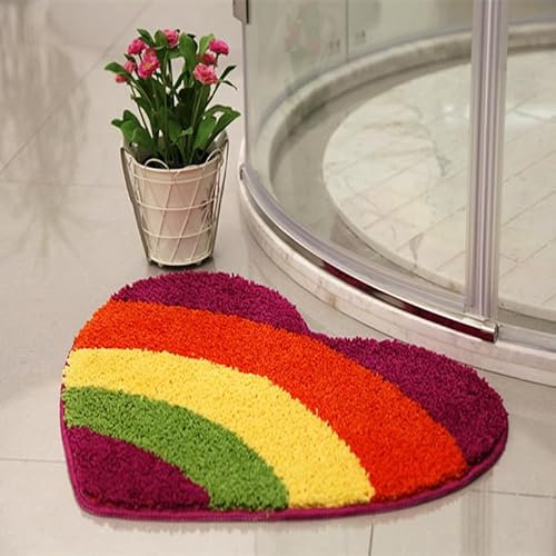 Badezimmerteppich Rotes Gelbes Herz Teppich Schmutzfangmatte Weich Flauschig Badematte Waschbar Badteppich Badvorleger Saugfähige Badematte rutschfest Badezimmermatte 40x60cm