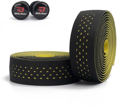 BOLANY Lenkerband für Rennrad, 2 Rollen PU-Oberfläche EVA-Schaum Lenkerbänder mit Endkappen