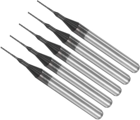 CoCud End Mill CNC Router Bits, 1/8 Shank 4mm Cutting 0.5mm Dia, Diamond Film Tungsten Carbide Milling Cutter Right Hand - (Applications: for CNC Drilling Engraving), 5-Pieces
