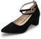 Plilima Escarpins Femme Bloc Talons à Bout Pointu Escarpin Bride Cheville Talon Haut avec Lanière Croisée et Bout Fermé Élégant Confortable Mariée Chaussures (Noir,41)