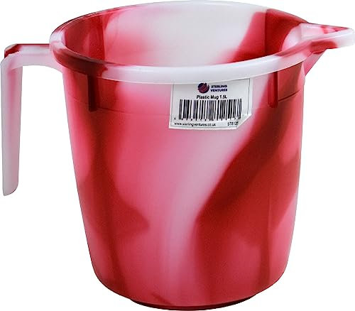 Plastic Water Jug 1.5L Mug with Handle Ideal for Bathroom Kitchen Day to Day Use (Red)