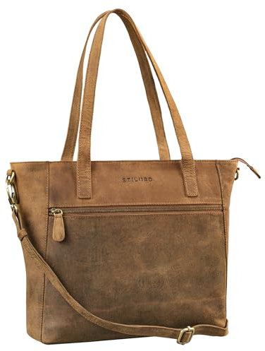 STILORD 'Nicole' 3-in-1 Shopper Leder Damen Handtasche mit Schultergurt Crossbody Bag Ledertasche Elegante Schultertasche Damentasche Tote Bag groß Echtleder, Farbe:torino - braun