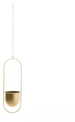 Constprog Modern Geometric Hanging Planter Metal Plant Pots Trough Garden Flower Holder (A# Oval Gold)