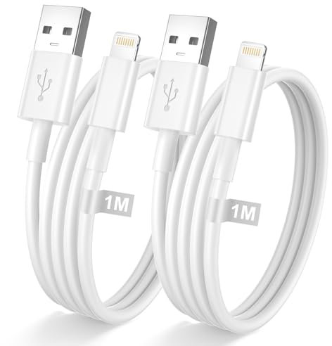 Cable iPhone 1M 2Pack, Certificado MFi Cable Cargador iPhone Cable Lightning USB Cable iPhone Carga Rápida Cable USB Lightning Cable Apple Original para iPhone 14 Pro Max 13 12 Mini 11 XR 8 7 6 iPad