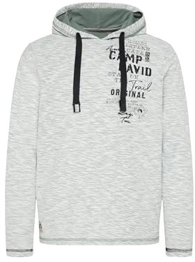 Camp David Herren Kapuzenshirt mit Brusttasche und Logo Print Teal L