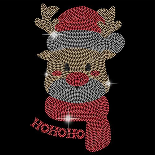 SUPERDANT Weihnachtsmann Hotfix Strass Weihnachtstag Bügeln Auf Strass Transfer Rentier Weihnachtsmann Strass Bügelaufkleber Bling Hotfix Bügeltransfer Aufkleber Für Kleidung Tragetasche DIY