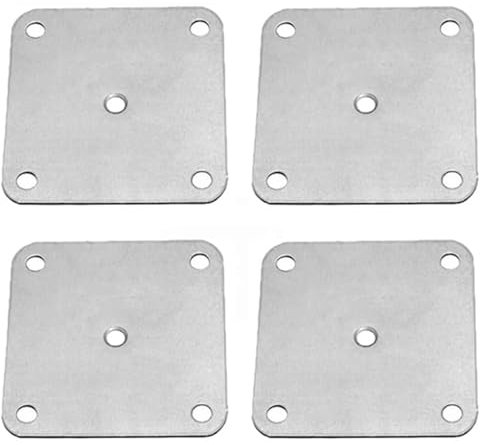 Confezione da 4 piastre di montaggio piatte, 80 x 80 mm, resistenti, staffe di fissaggio dritte per mobili, divani, sedie (5 fori)