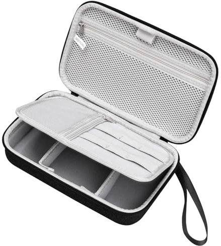 Teskyer Travel Cable Organiser Bag, Hardshell, Waterproof, Better Protection, Large Capacity, Portable, Travel Essentials for Men and Women, 22 x 14 x 6.5 cm, Black