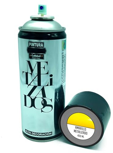 Acan Tradineur - Bote de Pintura en Spray - Fabricado en España - Ideal para Cualquier Superficie, Madera, Metal, Cartón, Piedra o Cerámica - Capacidad de 400 ML - Amarillo Metalizado
