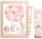 Gästebuch Babyparty, Taufe Geschenk Junge Mädchen, Babyparty Deko, Taufdeko Tischdeko Baby Shower Deko Boy Girl, Willkommen Zuhause Baby, Gästebild Waldtiere mit Holzfarbe Holzrahmen, Aufkleber (Rosa)