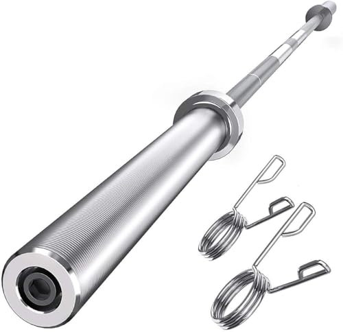 Olympisches Langhantel-Set, gerade, 5,1 cm lange Stange, Standard-Gewichtheben, Bankdrückstange mit 2 Klemmen, Langhantelstange, Krafttraining, Heim-Fitnessgerät (Größe: 1,5 m)