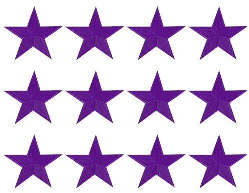 QUARKZMAN 12 Piezas de Parches de Estrella para Planchar, Parches Bordados de Estrella para Coser, Parche Decorativo de Reparación para Manualidades Diy Mochilas Sombreros Ropa, 82mm Morado