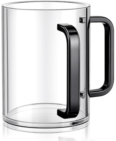Kopinma handtvättkopp med handtag, akryl-tvättkopp för netilat YadayimNegel vaser, handgrepp för judisk svart