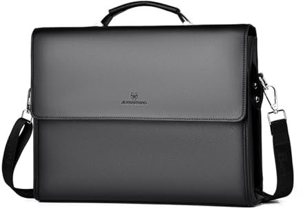 FANDARE Mallette Hommes PU Cuir Sac d'épaule Cartable 12.9 Pouce Laptop Messager Attaché-Case Sacs bandoulière Porte-Documents Business Main Entreprise Pochette Voyage Crossbody Bag Noir