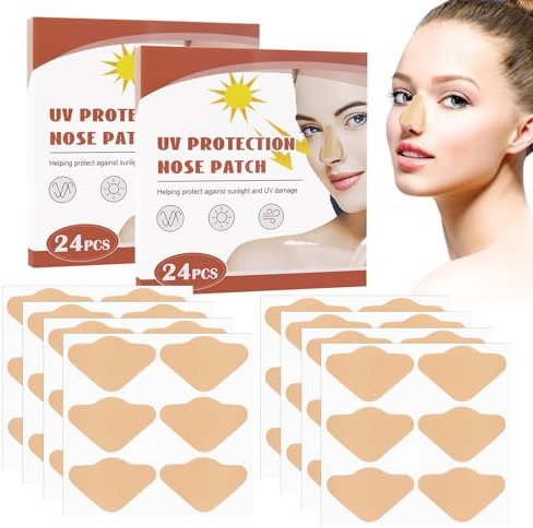 MINGRUO 48 Stück Nasen Sonnenschutz Aufkleber, Sonnenschutz-Nasenpflaster, Sonnenschutz Nase Patch, Sonnennasenschutz UV-Schutz Nasenpflaster verhindert die Sonnenbräunung der Nase