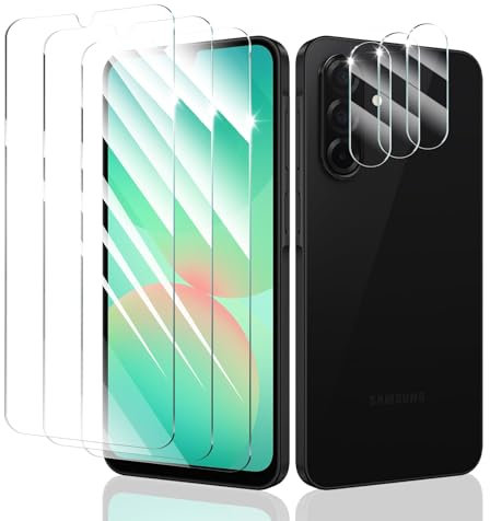 3+3 Stück Schutzfolie für Samsung Galaxy A26, Panzer Schutz Glas Folie Displayschutz und Kameraschutz, gehärtete Glasfolie, Panzerfolie Schutzglas, 9H Härte, HD Klar, Anti- Kratzer, Bläschenfrei