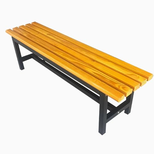 GUQASDV Sitzbank Garten Wetterfest, Sitzbank Outdoor, Bank Garten Lounge, Gartenbank Holz Massiv + Verzinkter Stahl for Veranda, Wintergarten(Giallo,100x37x45cm)