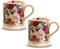 Kaffeetassen 2er Set Porzellan Kaffeebecher Blume Schmetterling Design Vintage Teetasse mit Griff für Cappuccino, Kaffee, Tee, Büro Geschenk Becher Set, 380ml (Rose)