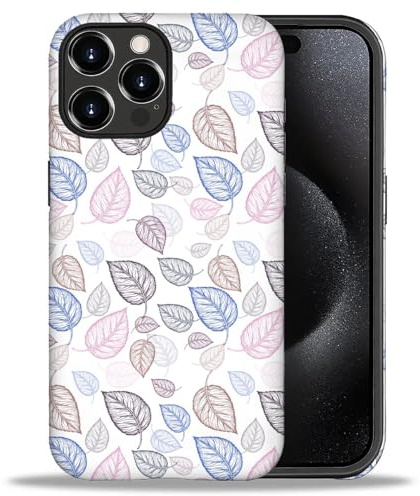artslion 2 in 1 Cute Hülle für iPhone 15 Pro 6.1 Zoll,360 Grad Stoßfest FallSchutz Handyhülle Bunte Blätter Sturzschutz Case