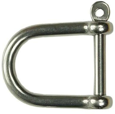 KAMERO Edelstahl Schäkel, Breite Öffnung, 10mm, unverlierbarer Bolzen, Gerade Form, V4A Edelstahl