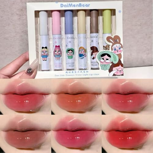 3 Stück Niedliche Glänzend Flüssiger Lippenstift, Feuchtigkeitsspendender Lipgloss und Lip Stain, Hydrating Lip Shine, Pflegender & Nährender Lippenbalsam