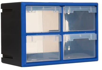 Armoire à 4 tiroirs pour petites pièces – Organisateur de tiroirs en plastique pour outils, matériel, artisanat, LEGO et plus encore – Armoire de rangement compacte avec tiroirs pour garage, atelier