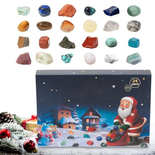 Adventskalender Weihnachten | Stein Kollektion Adventskalender 2025 | Mineralien Kollektion Erze Edelsteine 24 Tage Für Kinder Frauen Männer Jugendliche Mädchen Party Deko | Party Deko