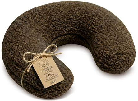 Totsy Baby Stillkissen klein 130 cm C-Form Nursing Pillow Stillmond Stützkissen – Abnehmbarer Bouclé Bezug ergonomisch waschbar zum Stillen Breastfeeding Pillow – Oeko-TEX Braun