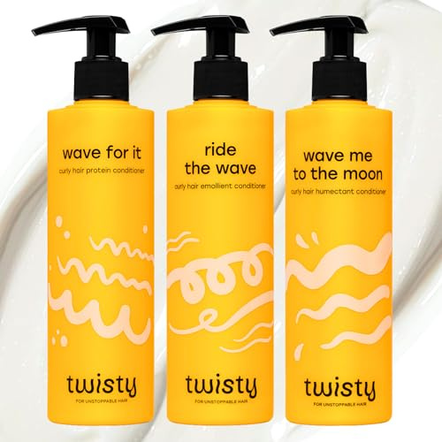 TWISTY Curly Hair Conditioner Set – Protein, Feuchtigkeit und Emollient Spülung für Locken, PEH Pflege für Naturlocken und Wellen