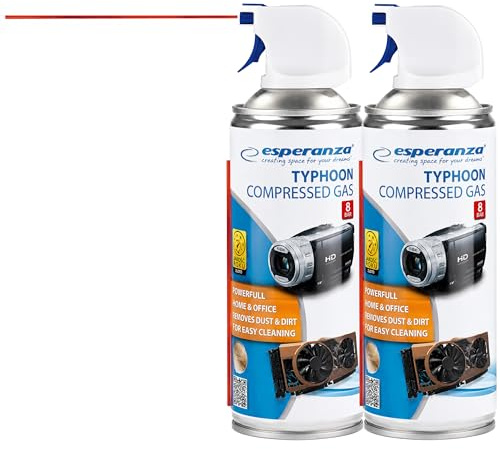 Druckluftspray/Druckluftreiniger 2 x 400 ml Packung - Reinigungssprühdose (Air Duster) – PC und Tastatur Reiniger – Druckluftreiniger für PC, Tastatur, Drucker & Elektronik (1er Pack)
