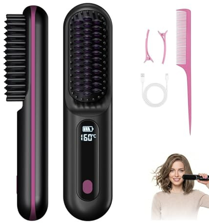 Jetta Brosse Coiffante Pour Cheveux Courts Volumelift,Céramique Ionique,Anti-Frisé,Racine Volumisée,Style Salon À La Maison (Noir)