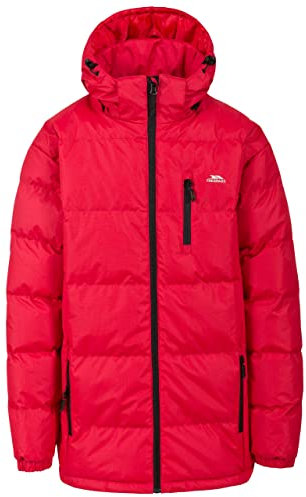 Trespass Clip, Red, XL, Warm Padded Waterproof Jacket with Removable Hood for Men, X-Large, Red