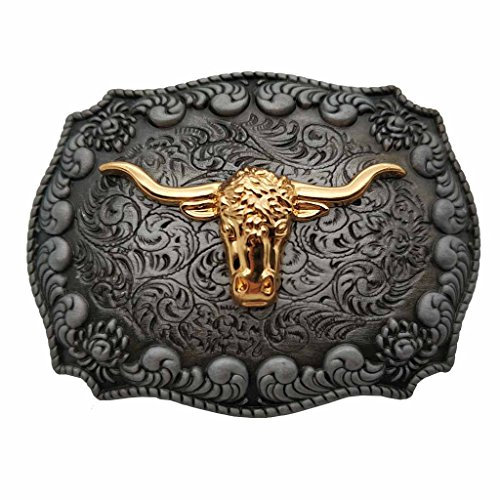 Xwest Golden Long Horn Bull Western Belt Buckle Gürtelschnallen