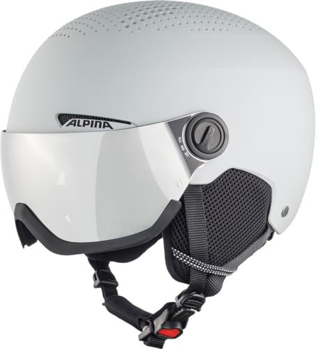 Alpina ARBER Visor Q-LITE - Hochwertiger & Leichter Skihelm Mit Kontrastverstärkendem Visier Für Erwachsene, Grey matt, 58-61 cm