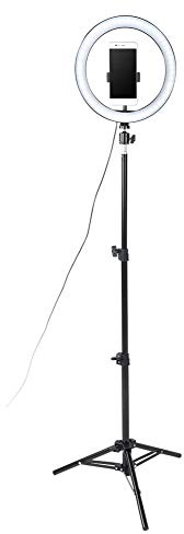 Greensen LED Ringlicht 10-Zoll Dimmbare 3-Licht-Modi Selfie-Ringlicht mit Stativständer und Telefonhalter, USB-Anschluss-LED-Lampe Handyhalter für Live-Stream, Make-up, YouTube-Videofotografie