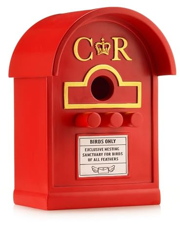 Wrenbury Post Box Bird House for Small Birds - Hanging Nesting Bird Boxes for Gardens - Weather Resistant Resin - Postbox for Wild Birds - Wall Mounted