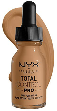 NYX Professional Makeup Total Control Pro Drop Foundation, Flüssiges Make up, Individuelle und aufbaubare Deckkraft, Vegane Formel, True-to-Skin Finish, 13 ml, Farbton: Golden