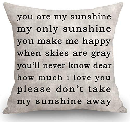 Swono Kissen mit Liedtext You are My Sunshine Farmhouse, Geschenk mit Glücksansprüchen, Wohnzimmerkissen, Kissenbezüge