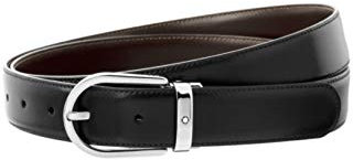 Montblanc Herren Wendegürtel mit hufeisenförmiger Dornschließe aus Leder in der Farbe Schwarz-Braun, Maße: 120cm x 3cm x 0,5cm, 128135