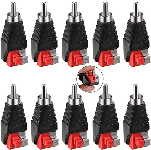 Greluma 10 Stück RCA zu Lautsprecher Kabeladapter Subwoofer Lautsprecher Phono Cinch Stecker zu AV 2 Schraubklemme Video Audio Feder Presse Typ Balun für CCTV
